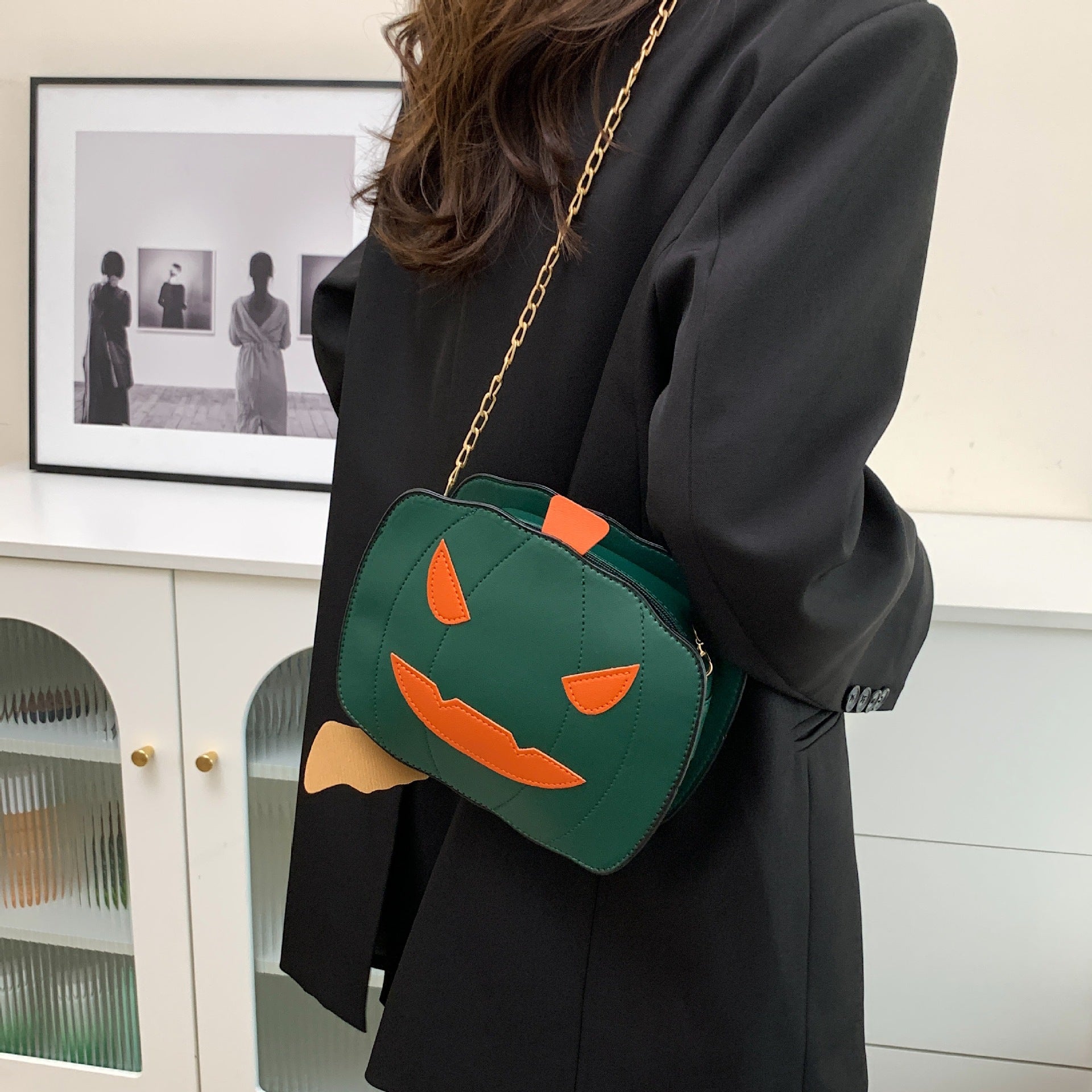 Wholesale Funny Halloween Pumpkin PU Single Shoulder Diagonal Chain Small Bag